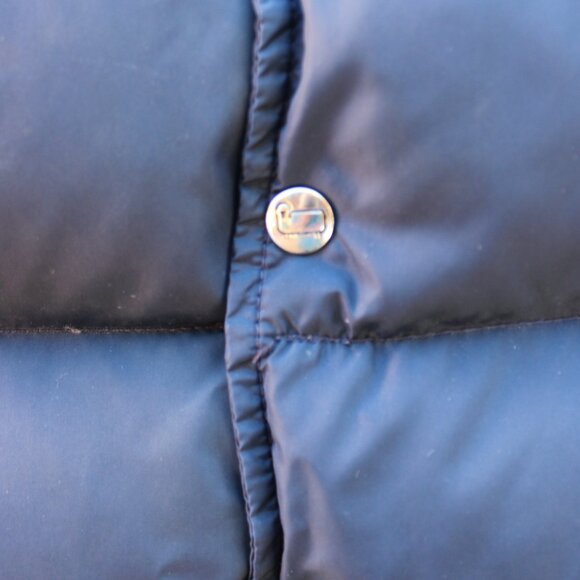 Woolrich Down Nylon Quilted Youth Vest Navy Blue Small Snaps Pockets High & Low - Picture 4 of 7